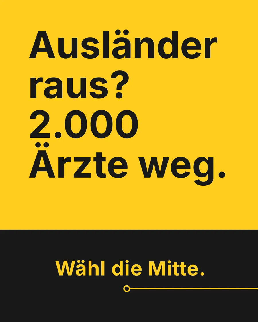 Kampagnenmotiv „Ausländer raus? 2.000 Ärzte weg.“ — wähldiemitte.de