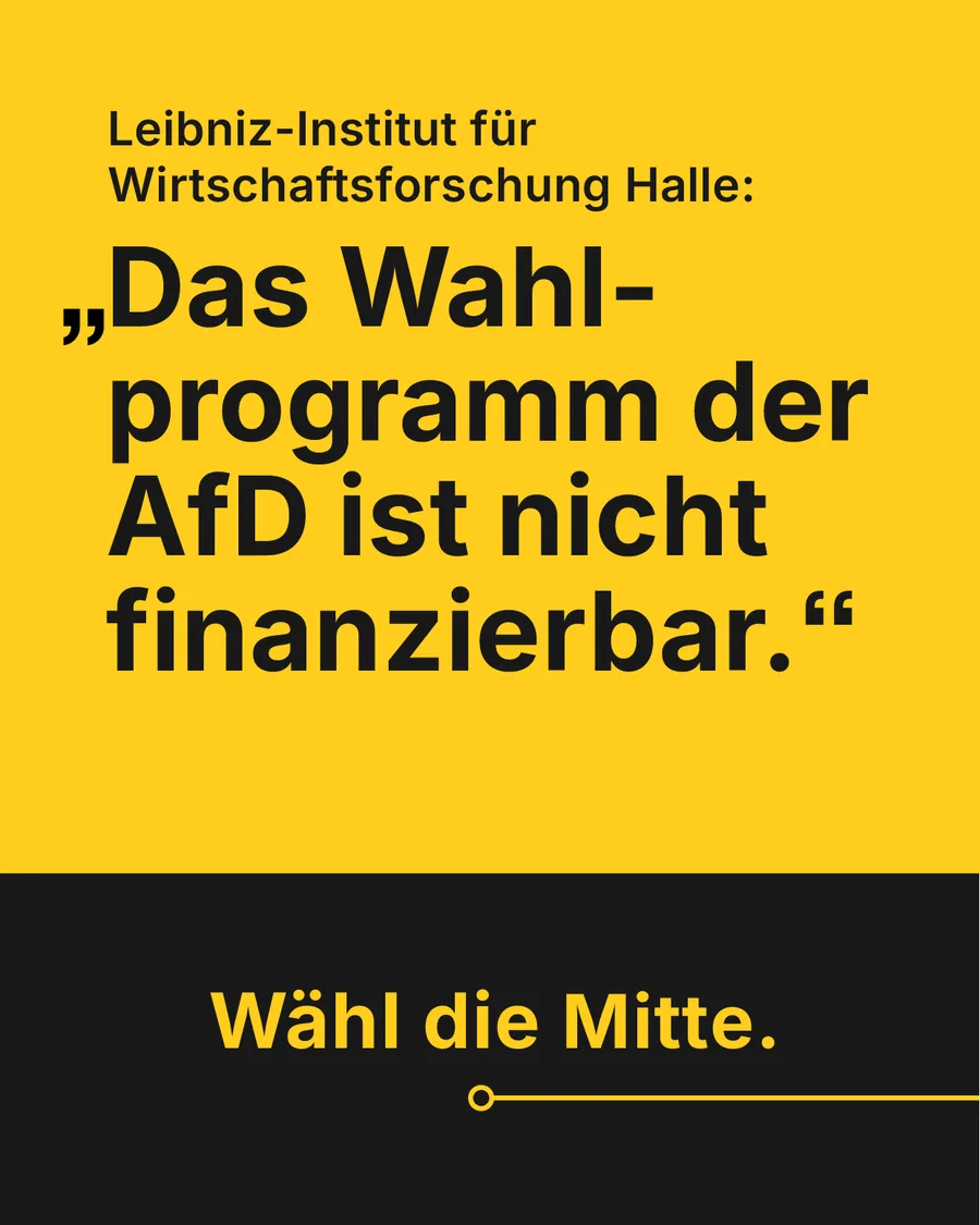 Kampagnenmotiv „„Das Wahlprogramm der AfD ist nicht finanzierbar.““ — wähldiemitte.de