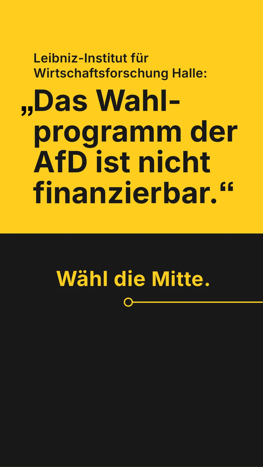 Kampagnenmotiv „„Das Wahlprogramm der AfD ist nicht finanzierbar.““ — wähldiemitte.de