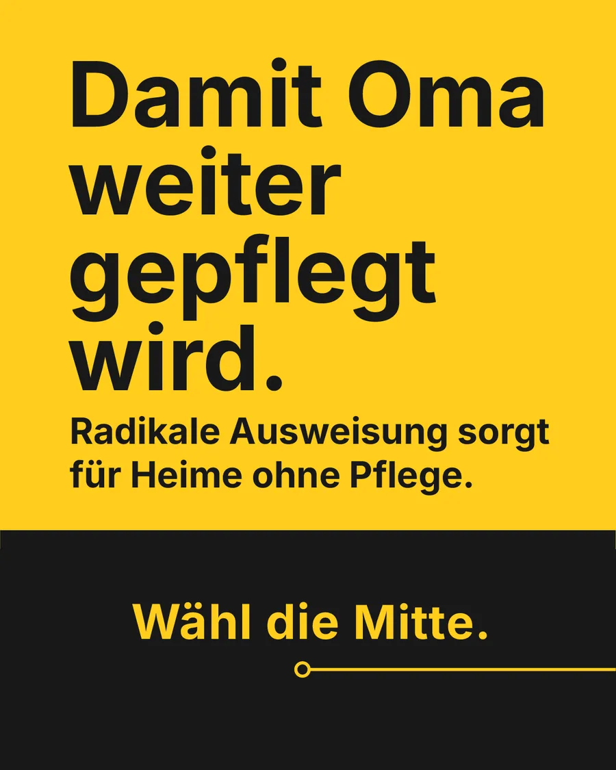 Kampagnenmotiv „Damit Oma weiter gepflegt wird.“ — wähldiemitte.de